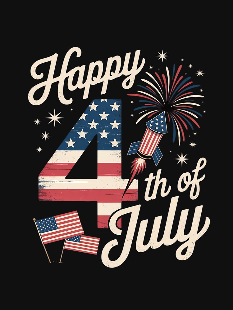 Happy 4th of July Fireworks Patriotic USA Flag by dainegilbert