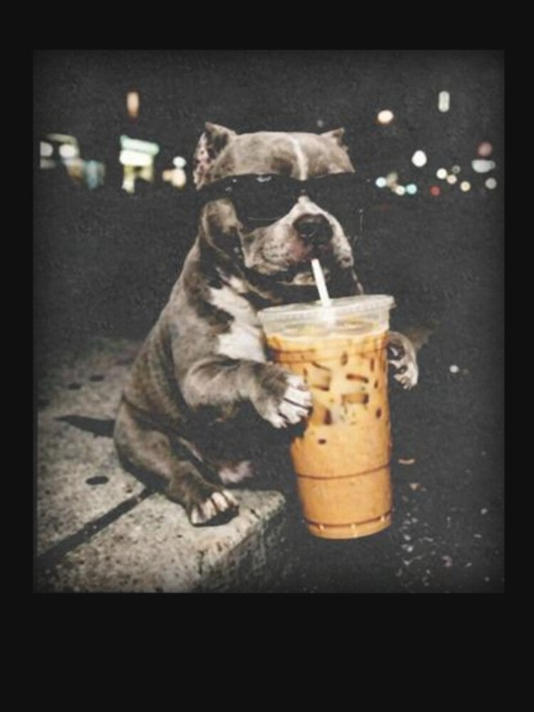 Funny Pitbull With Iced Coffee, Dog Vintage by BachulAlam