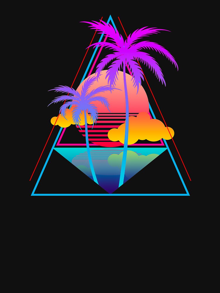 Vaporwave Art -Retro 1980s 1990s Relax Aesthetic Palm Trees Sunset Beach Surf by Hitagivapor