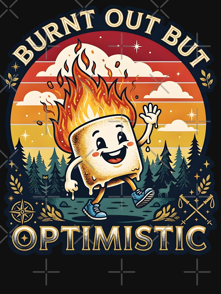 Burnt Out But Optimistic Funny Marshmallow by AlphaTeez