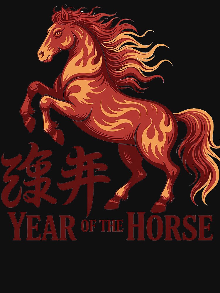 Year of the Horse Fire Design – Chinese New Year Zodiac T-Shirt by Wicked.Teez
