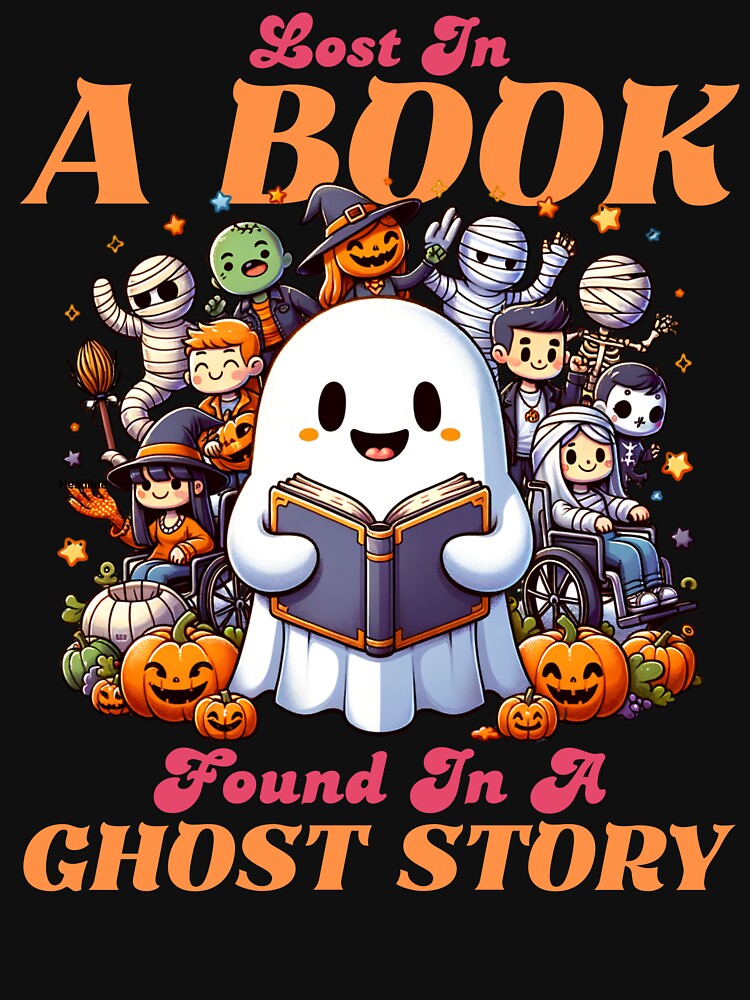 Cute Ghost Reading - "Lost in a Book, Found in a Ghost Story" Aesthetic by Kawaii-n-Spice