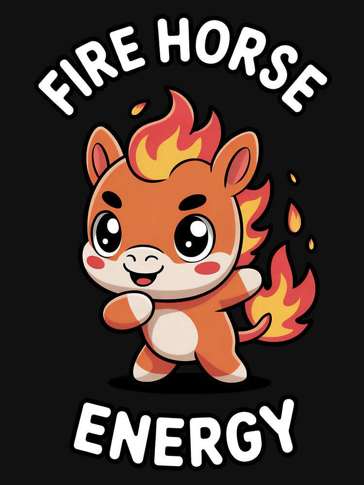 Fire Horse Energy – Cute Kawaii Flame Horse Illustration by NaturEdeN