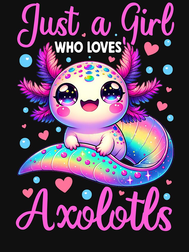 Rainbow Kawaii Axolotl Girl T-Shirt by LarryMBrown