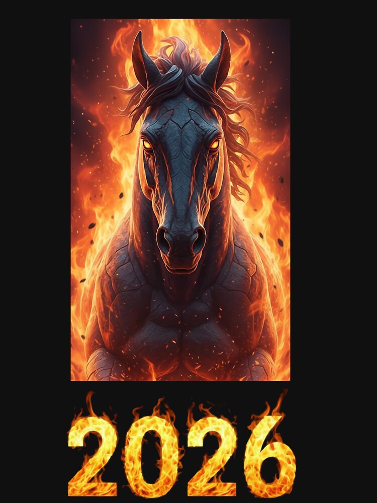 Fire Horse Portrait 2026 – Powerful Zodiac Flame Artwork by Baby Adee Collective