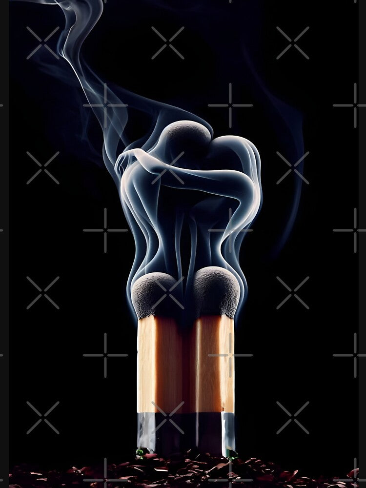 Two Matches Embracing in Smoke, Romantic Couple Formed by Matches Smoke by Matt_Smith