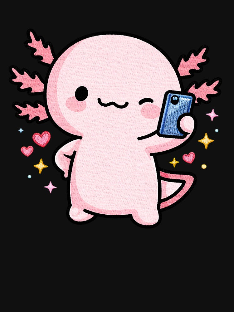 Selfie Axolotl – Cute Kawaii Axolotl Taking Selfie Embroidery Style by ColorSplash123