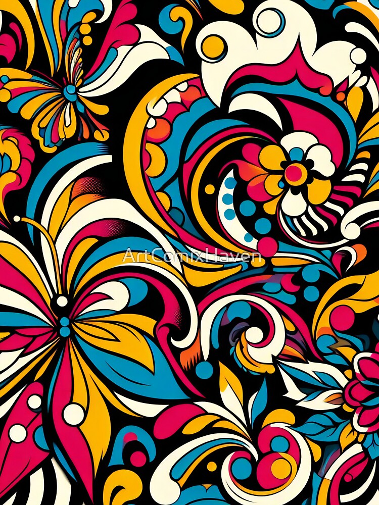 Vibrant Flourish A Whimsical Dance of Psychedelic Floral Patterns by ArtComixHaven