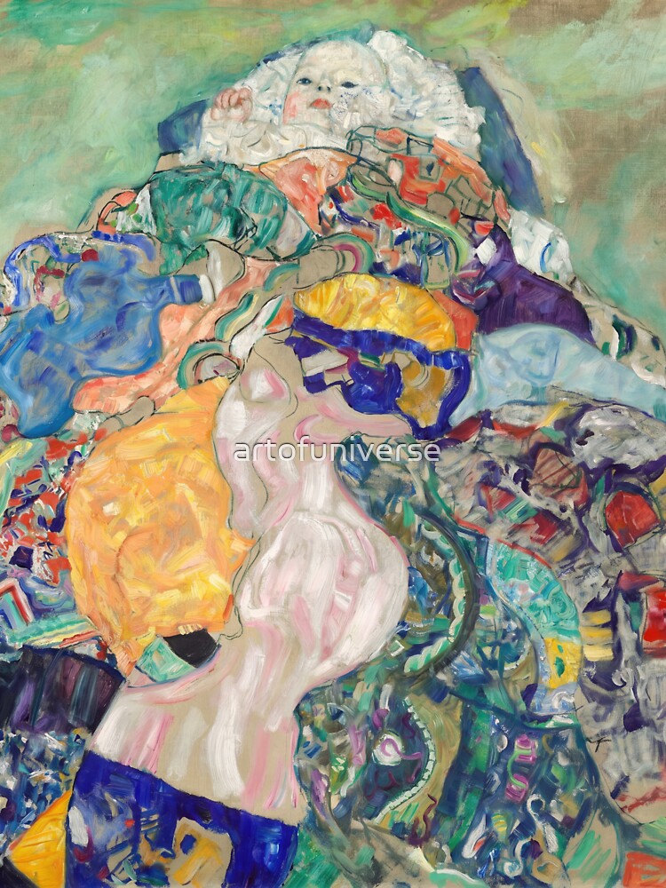 Baby Nestled in Colorful Patterned Blankets by artofuniverse