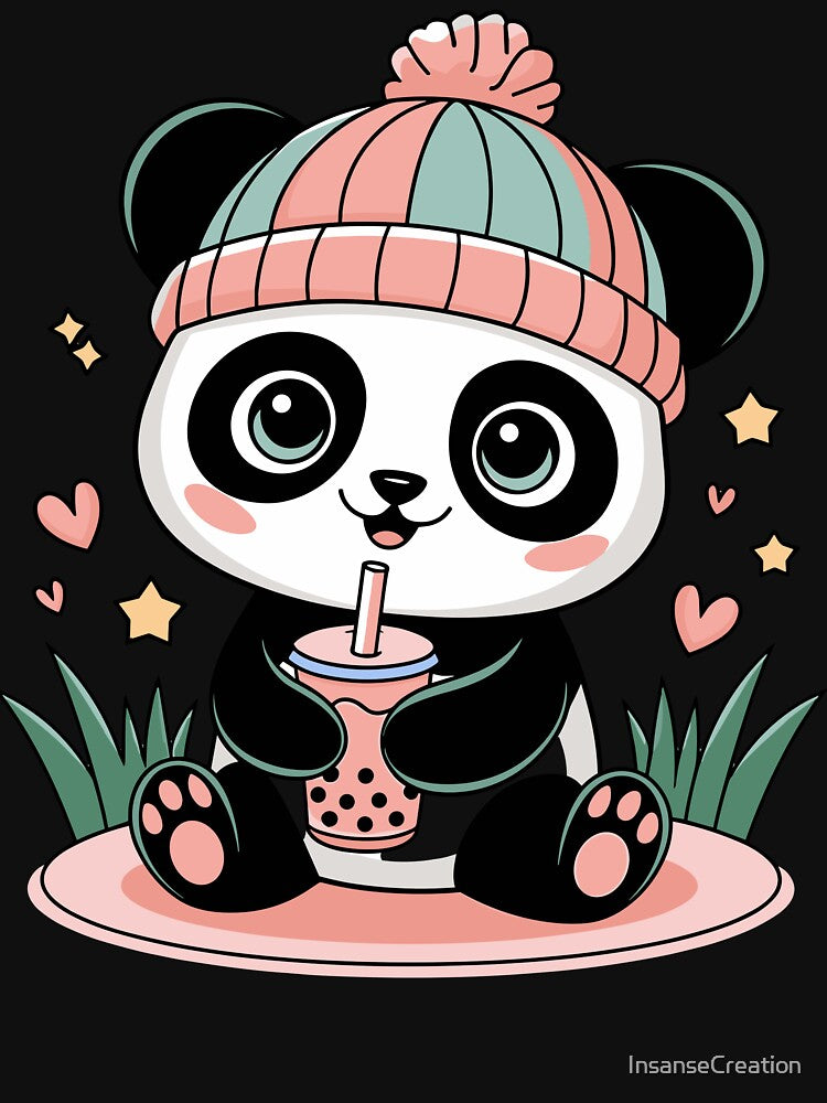 Cute Panda Drinking Bubble Tea by InsanseCreation
