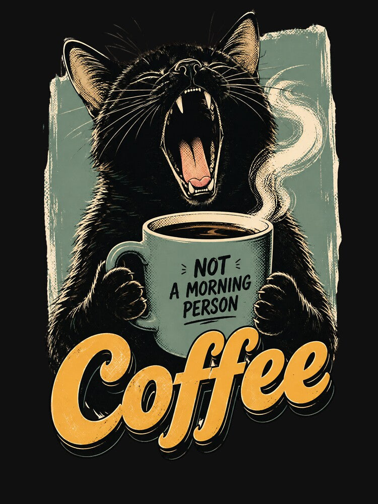 Vintage Not a Morning Person Coffee Cat by ArtivoNest