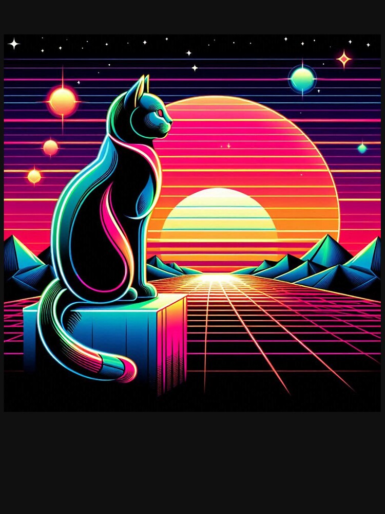 Retro Futuristic Cat in Neon Dreamscape by Dogandesighn