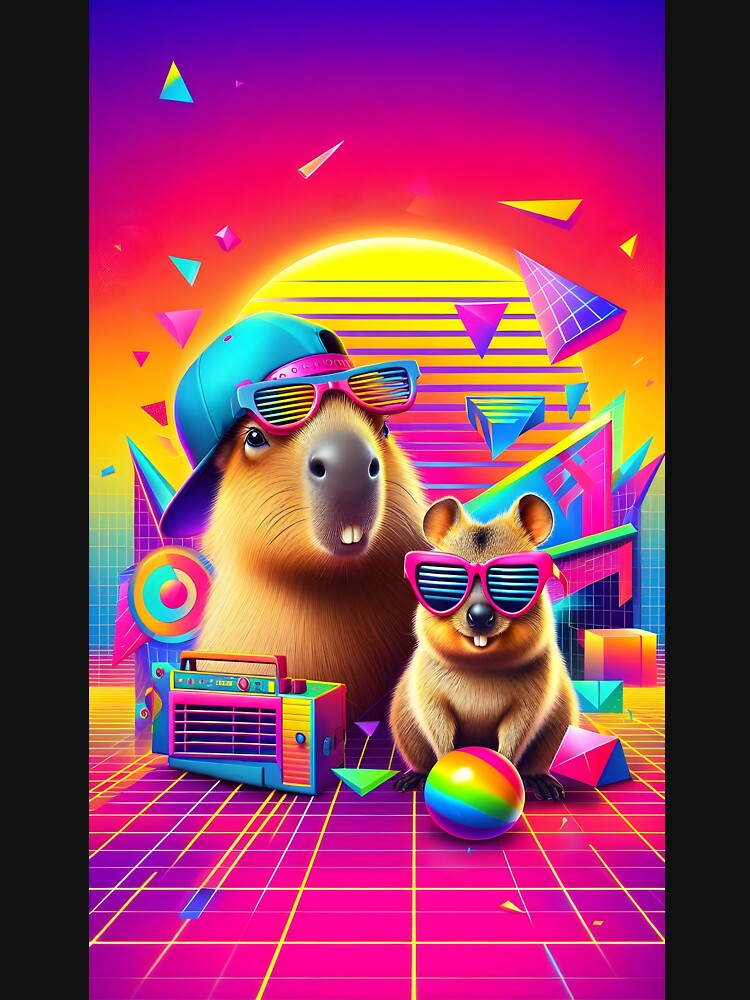 Retro Boombox Capybara and Quokka Duo by Sybille-Yates