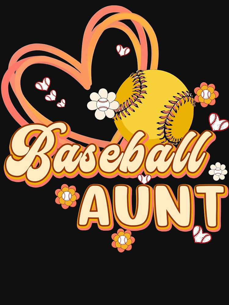 Retro Softball Baseball Aunt Heart Floral Design by KIROSALS