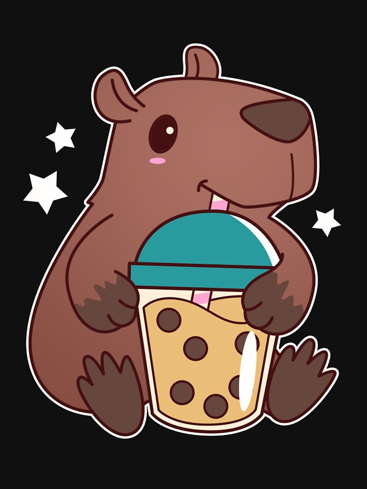 CUTE KAWAII CAPYBARA DRINKING BUBBLE TEA BOBA CAPIBARA by sobriowslen