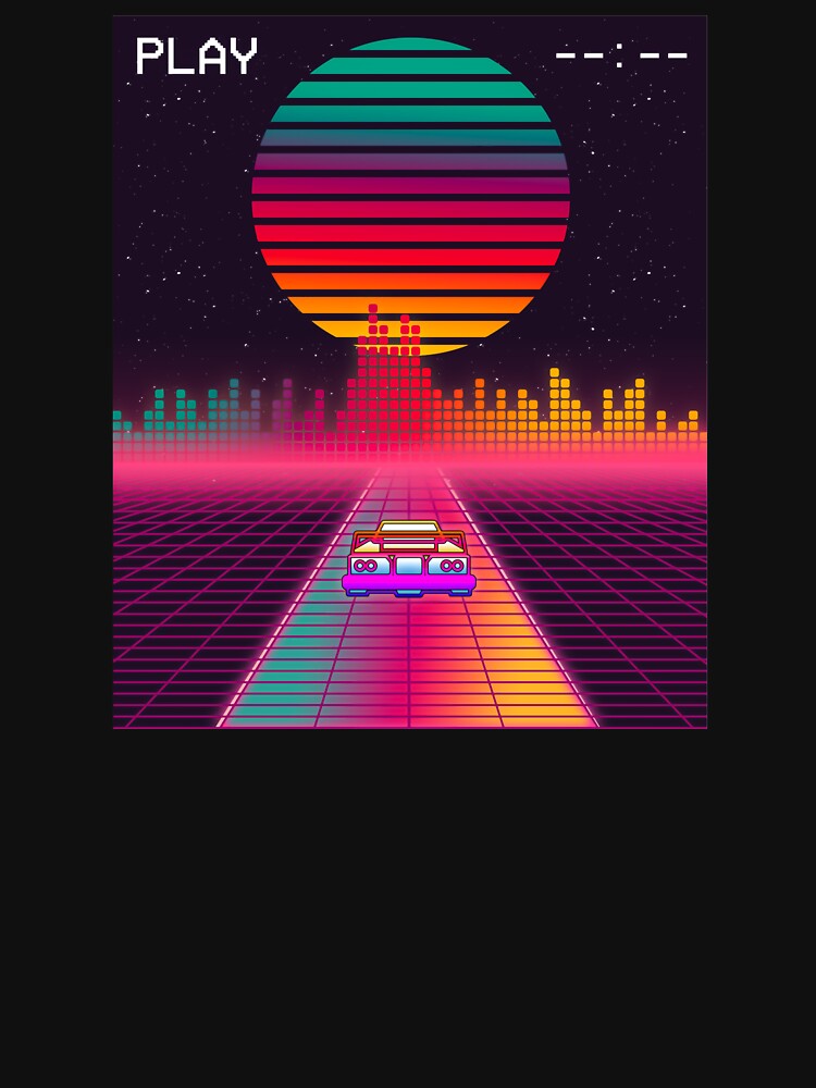 Vaporwave Art - Japanese Retro 80s Fast Car in Outrun Synthwave Cyberpunk Sunset by Hitagivapor