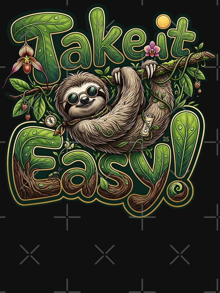 Take It Easy Cute Sloth by AlphaTeez