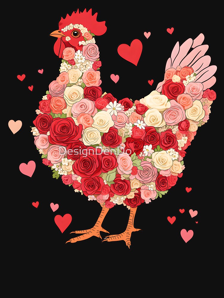 Floral chicken valentine, Valentine chicken, valentine, Chicken Lover, Valentines Day, Chicken, Western Valentine by DesignDenDo ⭐⭐⭐⭐⭐