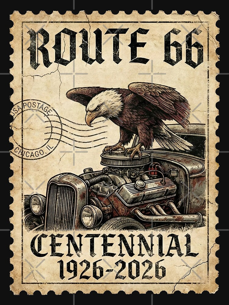 Route 66 Centennial Eagle Engine: 100th Anniversary 1926-2026 Hot Rod Stamp by G350