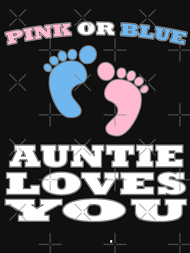 Pink Or Blue Auntie Loves You Gender Reveal Baby Shower Heart Gender Reveal Party Mens Womens T Shirt You Baby Shower Gender Reveal Party Mens Womens T Shirt Funny Cute Gift by arcadetoystore