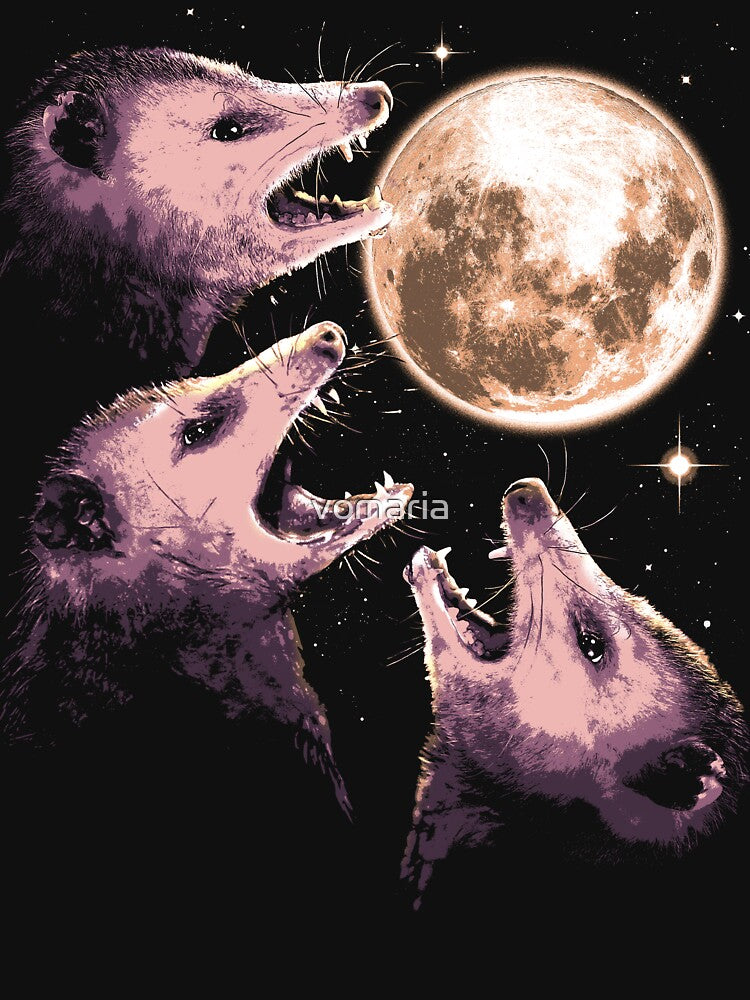 Three Opossums Howling at the Moon Funny Possum 3 Opossum by vomaria