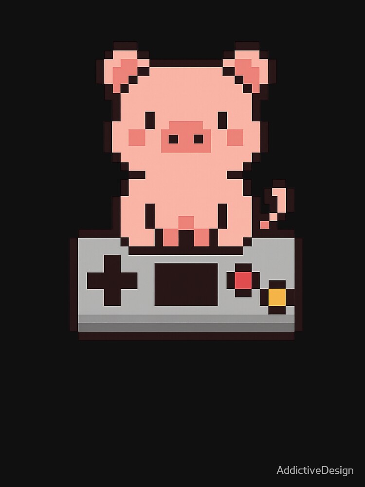 Pixel Gamer Pig — Cute Retro Pixel Art Design by AddictiveDesign