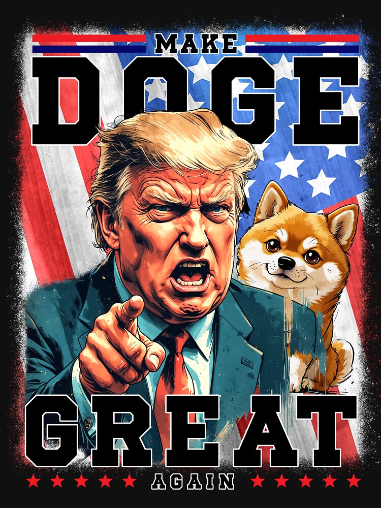 Make Doge Great Again PNG | Funny Trump Doge Meme Digital Download | Dogecoin Crypto Meme Art | USA Patriotic Shirt Design by KeedKean