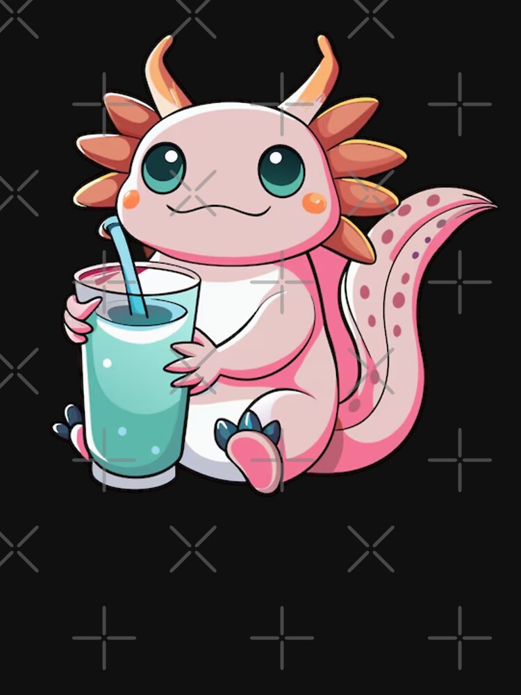 boba tea axolotl classic tshirt and sticker by anandsiva2703