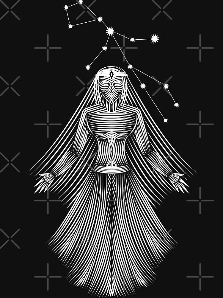 Virgo Zodiac Constellation White Minimalist Art by JAMerArc