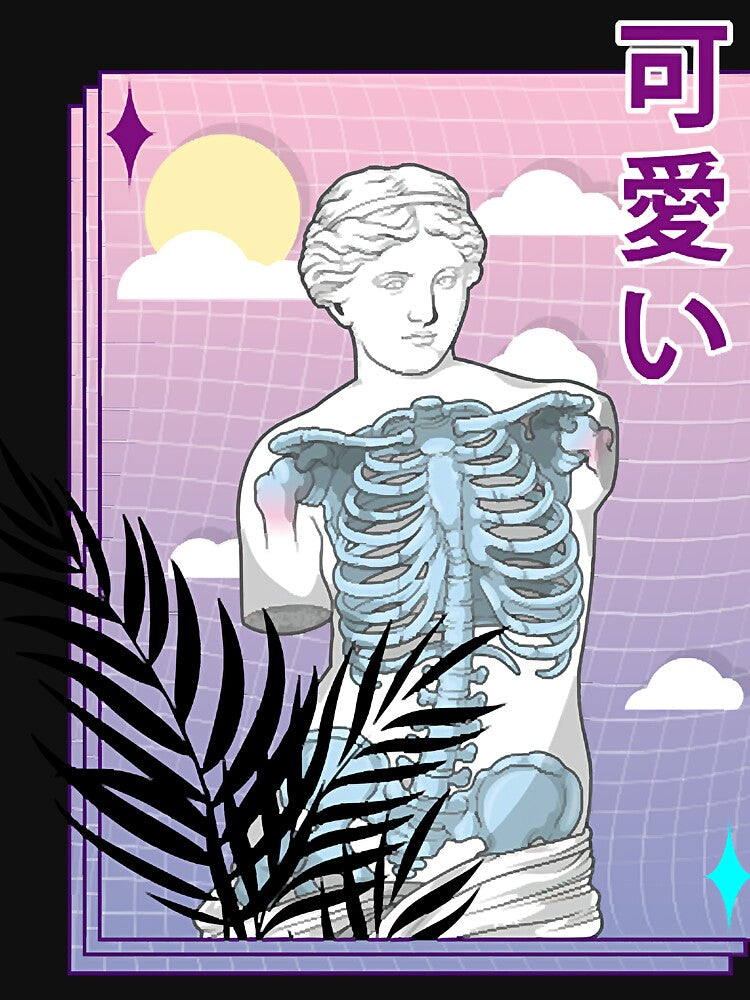 Venus Skeleton  Vaporwave Aesthetic Soft Grunge Tee by mmons11