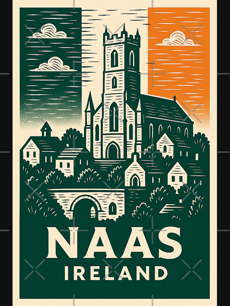 Naas Ireland Linocut Style by Thistle-TShop