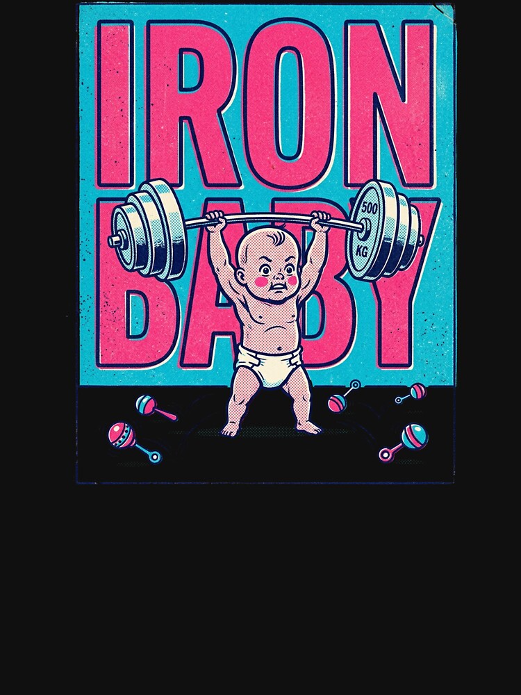Retro Pop Art Baby Bodybuilder Iron Baby by DuckOddity