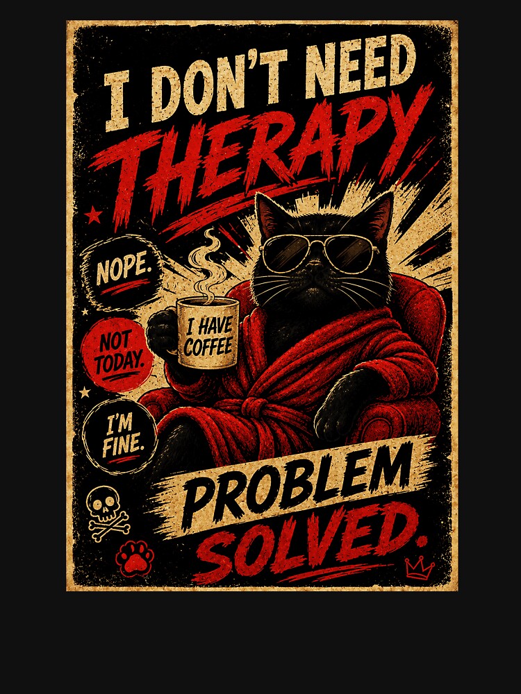 Sarcastic Black Cat Coffee Meme Retro Grunge Attitude Poster Style by Modaozushi216