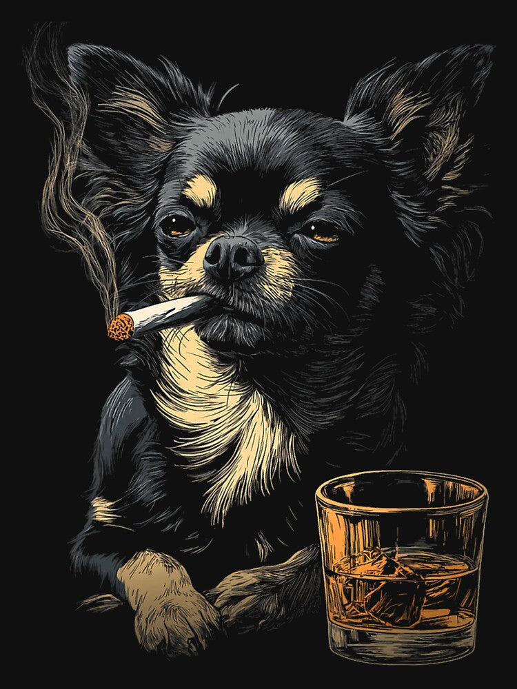 Chihuahua Smoking Cigarette Whisky Lover Funny Dog by FrankIsabel