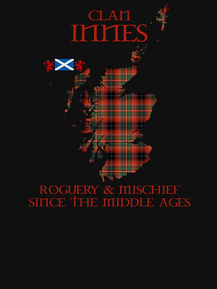 Clan Innes Red tartan Scotland map Saltire flag and lion rampant scottish by Clan1093