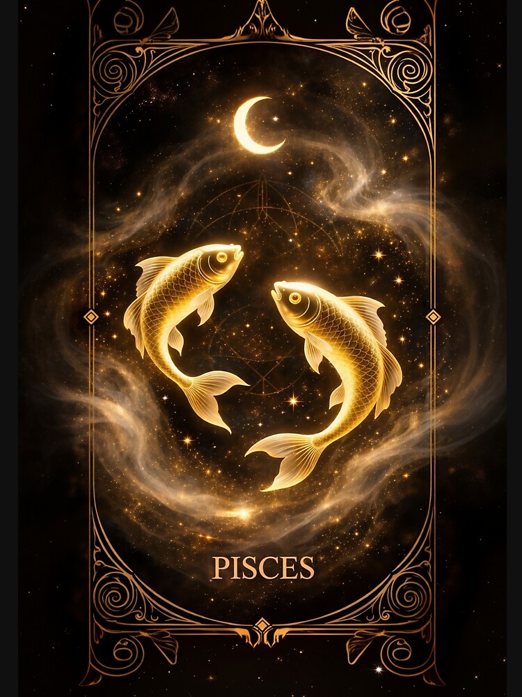 Pisces Tarot Gold Koi – Mystic Zodiac Celestial Art by Soulharmony