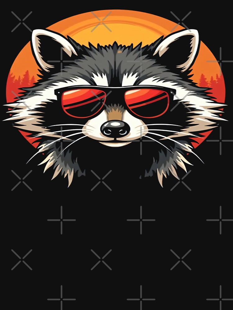 Cool Raccoon with Sunglasses Sunset Oversized T-Shirt by pp-por