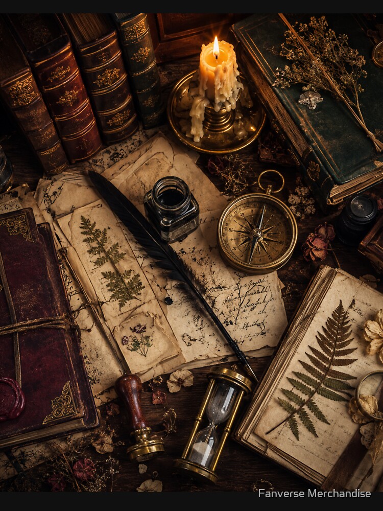 Dark Academia Still Life — Vintage Scholar Aesthetic Art Print for Students by Fanverse Merchandise