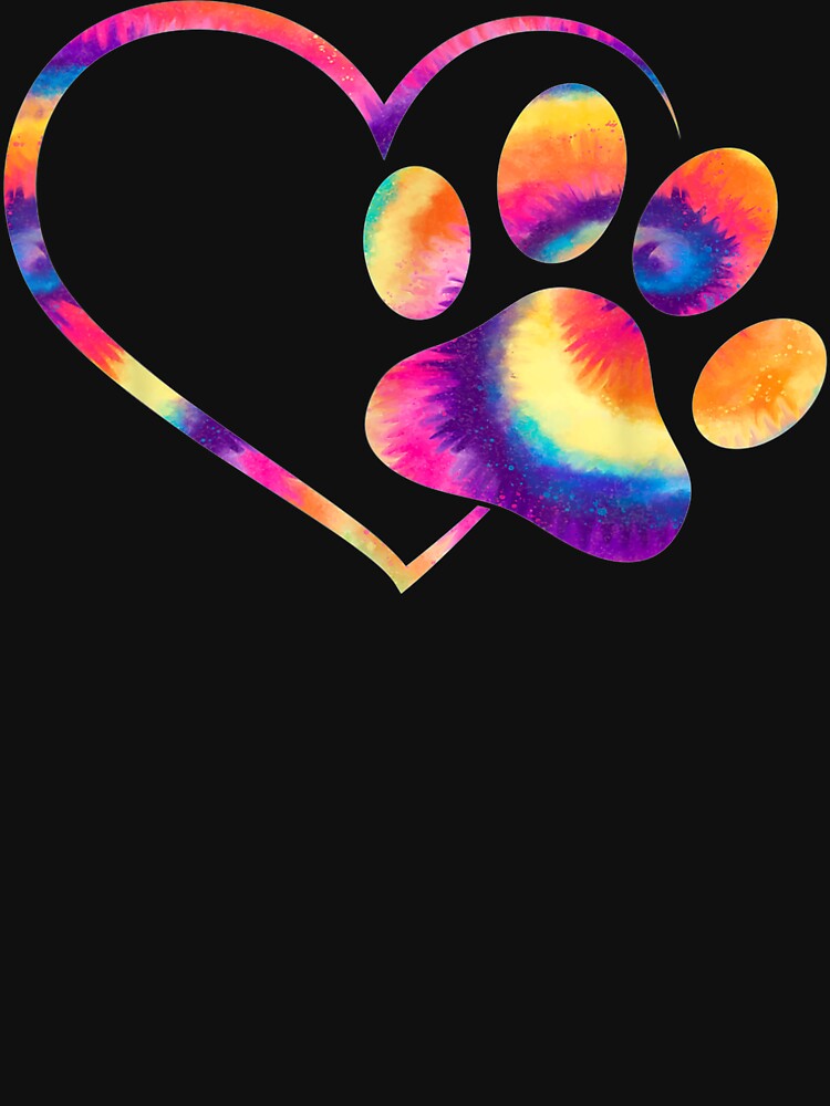 Cute Tie-Dye Heart Dog Paw Print Outfits Hippy Cat Mom Gifts by Vivarshop