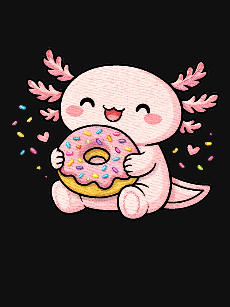 Donut Lover Axolotl – Cute Kawaii Axolotl with Sprinkle Donut Embroidery Style by ColorSplash123