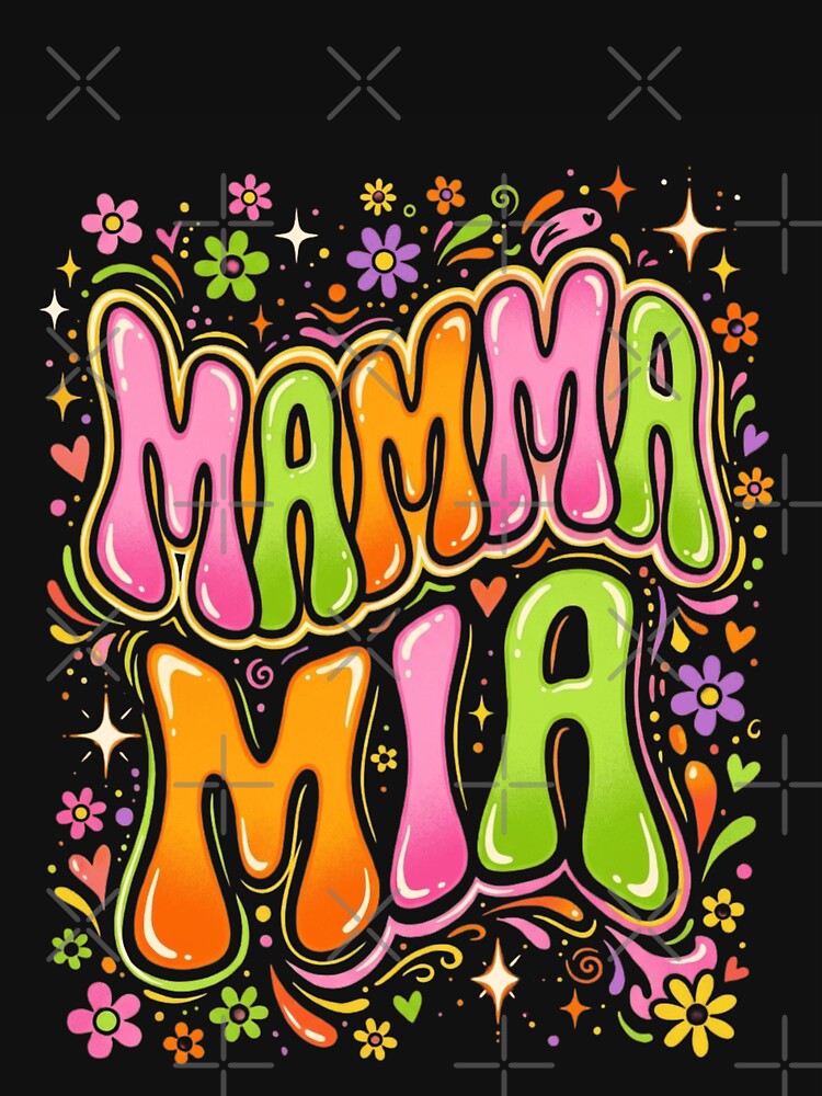 Mamma Mia Retro Groovy Floral Typography Design by New Art