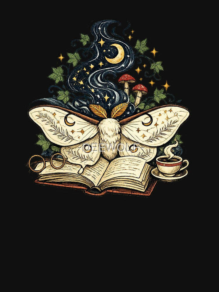 Bookish Luna Moth in Midnight Library by -DEEWOLF-