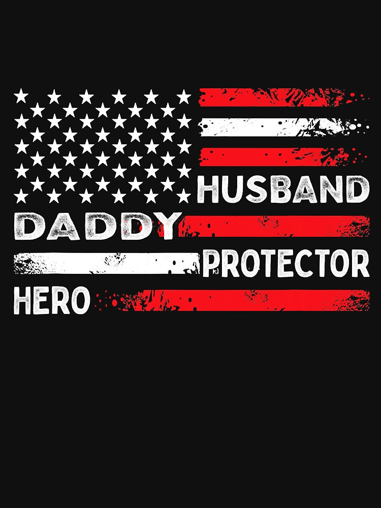 Husband Daddy Protector Hero Fathers Day American Flag by Abaddon-art