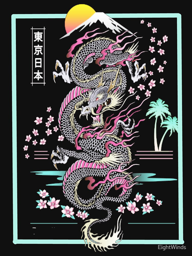 Synthwave Retrowave Japanese Dragon by EightWinds