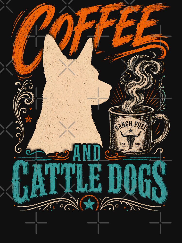 Coffee and Cattle Dog T-Shirt, Blue Heeler Lover Gift, Australian Cattle Dog by THREE LITTLE BEANS