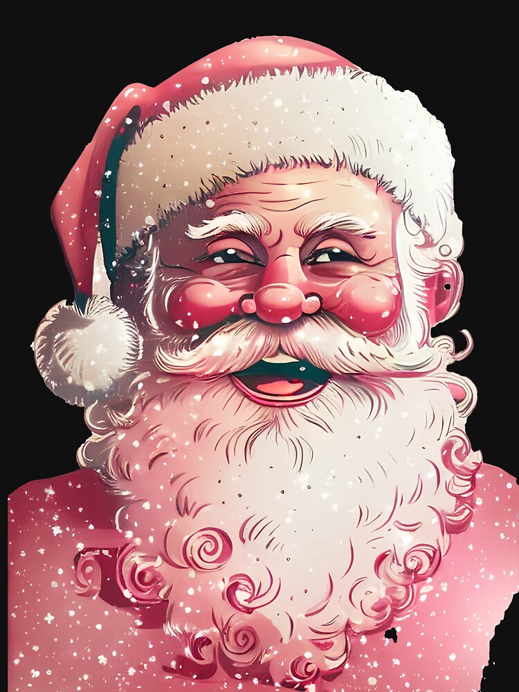 08 Retro Vintage Pink Santa Claus by printiesart