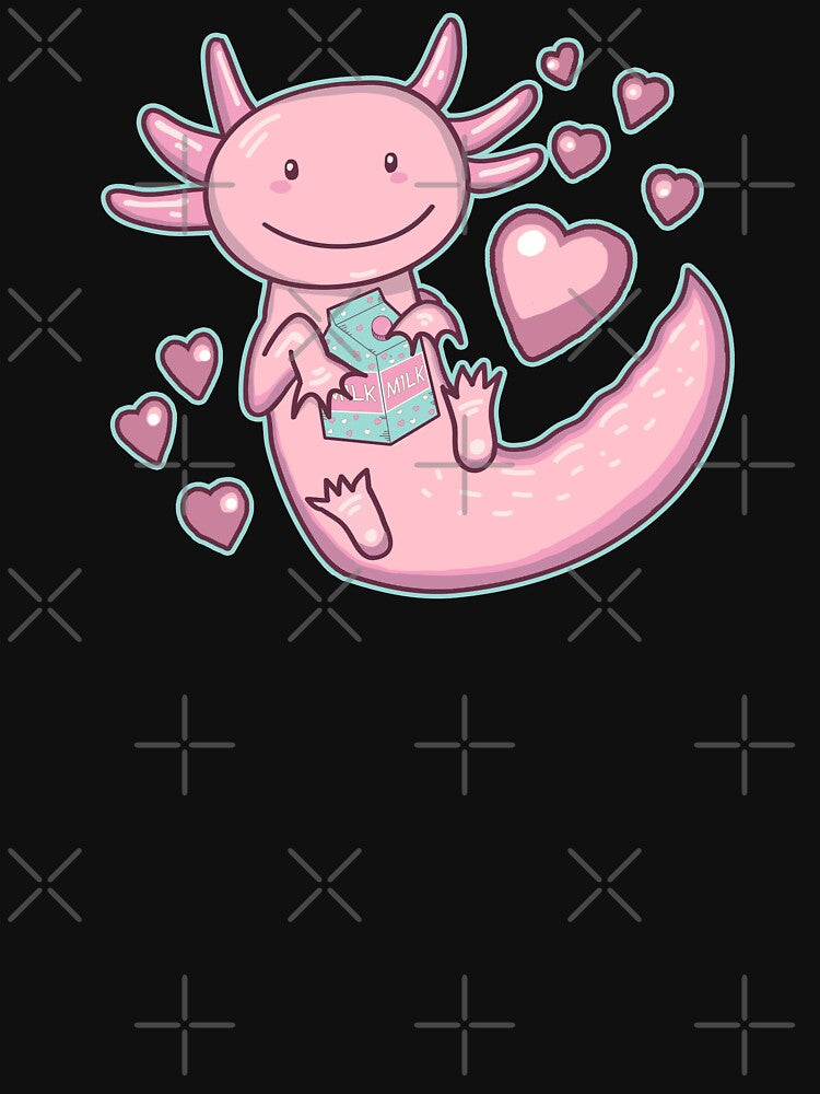 Cute Kawaii Axolotl Milk Lover by GrimButterfly