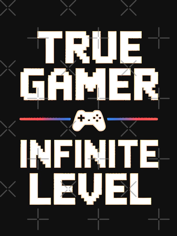True Gamer – Infinite Level Minimalist Pixel Typography T-shirt by AV