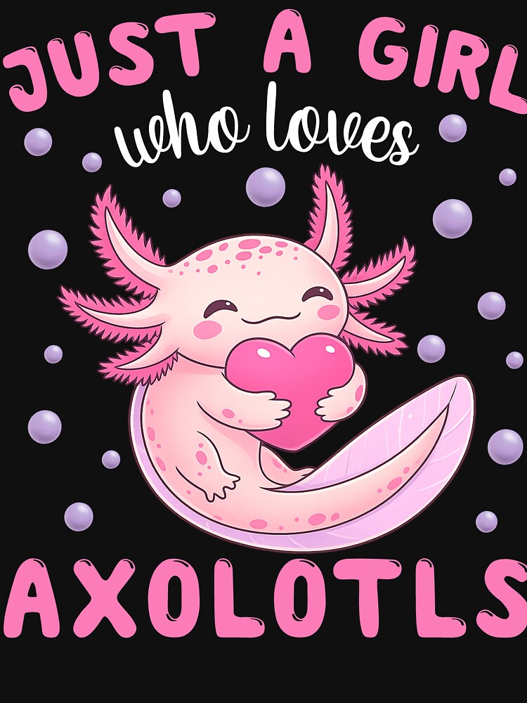 Cute Axolotl Heart Girl T-Shirt by LarryMBrown