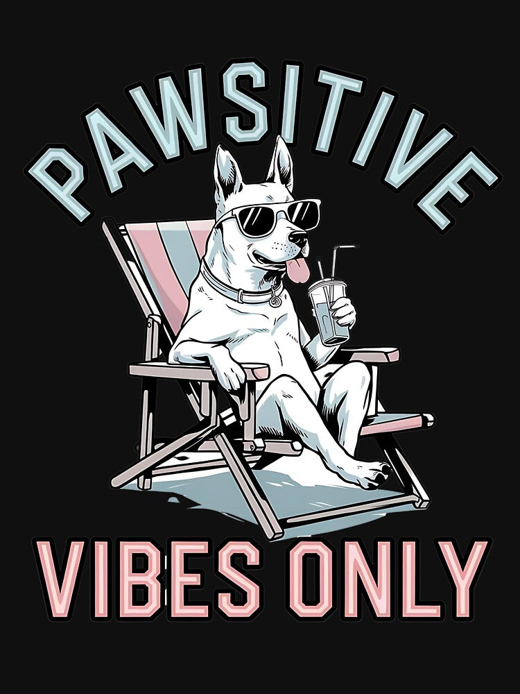 Pawsitive Vibes Only" – Fun T-Shirt with Relaxed Dog Illustration | Perfect for Animal Lovers 2024 by T010